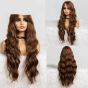 Long Wavy Brown Wig With Bangs Cosplay Party