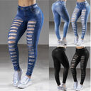 Jeans Street Cotton Denim Dark High Waist Blue