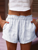 Cotton Linen Shorts Solid Color Women