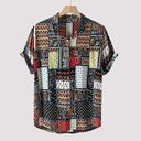 Mens Vintage Ethnic Style Printing Loose Short Casual