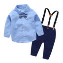 Boys Gentleman Bib Pant Suit Long Sleeve Bow