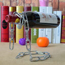 Suspended Wrought Iron Chain Red Wine Shelf Bottle