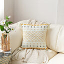 Hand-embroidered Tufted Throw Pillow Fringed Waist Case