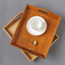 Retro Rectangular Wooden Serving Tray Tea Cutlery Trays