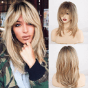 Wig Female Wigs Long Hair Gradient Color Golden