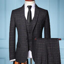 Plaid Suit Men's Three-piece Groom Wedding Dress Small