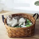 Bamboo Rattan Cat Bed House Kennel Nest Dog