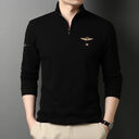 Stand-up Collar Men's Long-sleeved T-shirts Loose Polo Shirts