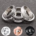 Stainless Steel Rotatable Spinner Ring Moon Stars Relieve