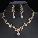 Golden Zircon Jewelry Set Bridal Necklace Earrings Wedding