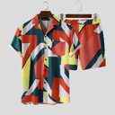 Man Vintage Printing Hawaiian Suits Men Summer Sets