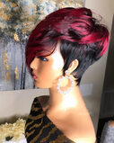 Dark Red Pixie Cut Wig Human Hair Short
