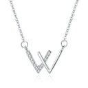 Letter W Necklace For Women Girls Stainless Steel