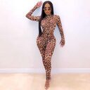 Leopard Print Jumpsuit Slim Fit Sexy Leggings Ladies
