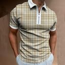 POLO Shirt Zipper Check Men's T-shirt