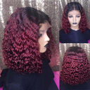Burgundy Gradient Color Wig Lace Front Short Bob