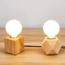 Retro Lamp Holder Hanging Wire Wood Table