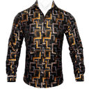 Barry.Wang Teal Paisley Floral Silk Shirts Men Autumn