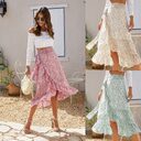Woman Skirts High Waist Fashion Long Black Knotted