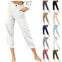 Patchwork Pant Women's Cotton Linen Pants Drawstring Back