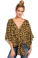 New V Neck Blouse Women Leopard Print Shirts