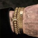 Luxury Roman Royal Crown Charm Bracelet Men Stainless
