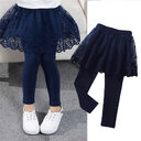 Children's Fake 2 Girls Leggings Cotton Lace Skirt