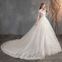 Wedding Dress Trailing Deep V Neck Lace High