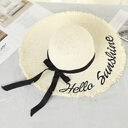 Women Lace Up Large Brim Straw Hat Beach
