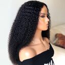 Density Long Kinky Curly Wig Lace Front Human