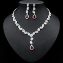 Colorful Zircon Necklace Earrings Clavicle Chain Female Noble