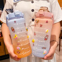 Stickers Water Bottle With Straw 2000ml Cute Portable