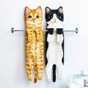 Cat Hand Towels Long Shape Wipe Handkerchiefs Bath