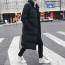 Long Cotton-padded Jacket With Stand-up Collar Over-knee