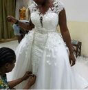 African Mermaid Detachable Lace Wedding Dress