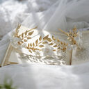 Hair Band Gold Leaf Silver White Flower Ceramic