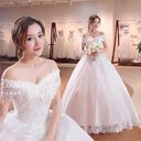 Shoulder-to-shoulder Wedding Dress Bridal Lace Plus Size Thin