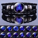 Luminous Twelve Constellation Couple Bracelet Black Leather
