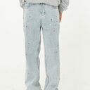 Paint Splash Blue Straight Loose Jeans