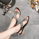 Rhinestone Sandals Bohemia Wedge Women