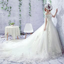 Wedding Dress Bride One-shoulder Trailing French Veil Hepburn