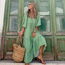 Summer Women's Vintage Printed Bohemian Dress Elegant Ladies