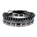 Bracelet Men's Black Iron Stone Flying Saucer Woven