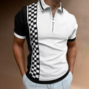 Check Texture Polo Shirt Men's National Stitching Color