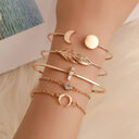 Five Pieces Ladies Bracelets Boho Punk Moon Leaf