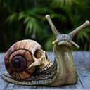 Snail Skull Sculpture Gothic Decoration Statue Patio Figurine