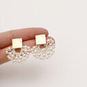 Handmade Pearl Woven Scalloped Stud Earrings