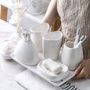 Simple White Porcelain Bathroom Five-piece Hotel Toiletries Mouthwash