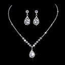 Full Rhinestone Zircon Water Drop Necklace Earrings Jewelry