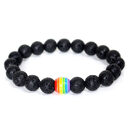 Rainbow Bead Bracelet Pride Natural Stone Strand Couple